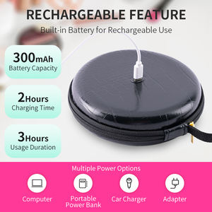 Miroir compact rond en cuir imperméable Miroir de voyage à LED manuelle Trousse de maquillage portable rechargeable avec miroir - Product Image 4