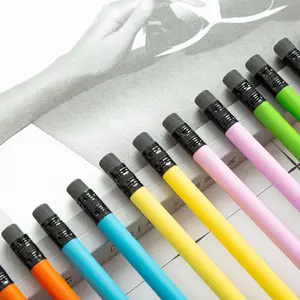 प्रचार विज्ञापन लकड़ी की पेंसिल ड्राइंग स्वनिर्धारित लोगो इरेज़र के साथ उच्च मानक स्कूल पेंसिल