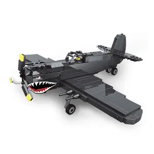 438PCS高品质飞机系列积木儿童创意积木玩具P-40飞机积木