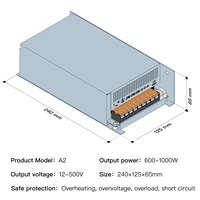 Alimentation électrique régulée à découpage AC-DC à sortie unique haute tension 15V-600W pour usage industriel avec une efficacité de 89%