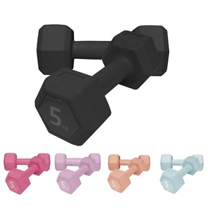 Haltères hexagonaux personnalisés en fonte recouverts de caoutchouc durable, 5 lb, anti-roulement, tête carrée, pour équipement de fitness à domicile et exercices corporels - Product Image 1
