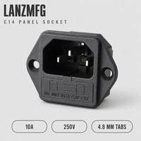 Prise électrique simple LZ-14-F1 10A 250V C14 3P en nylon pour usage domestique et médical