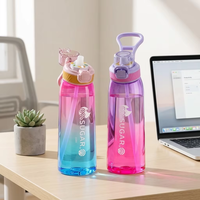 Bouteille d'eau portable anti-fuite avec paille intégrée pour adultes – Idéale pour le camping, l'école, la gym, le sport, le bureau, le cyclisme – Boisson directe