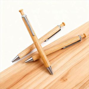 Stylo bille personnalisé en bois écologique avec logo client, fin et élégant, pour signature, promotionnel, encre bleue/noire - Product Image 5