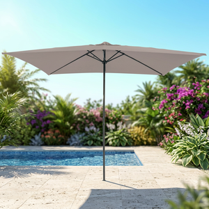 Ombrellone da Giardino e Patio Pieghevole in Alluminio Grigio Tortora 3x2 m, Design Moderno, Base per Palestra, Hotel, Sala da Pranzo, Esterni, Spiaggia, Parco - Product Image 2