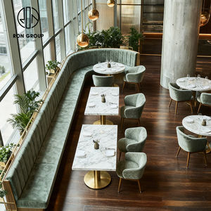 Canapé <span class=keywords><strong>moderne</strong></span> en velours courbé avec <span class=keywords><strong>table</strong></span> et chaises en marbre rond pour café, restaurant et espace de restauration - Product Image 2