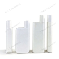 Botella Cosmética Vacía de 50 ml, HDPE Reciclable, Blanca Mate, para Protector Solar, con Tapa de Rosca, Forma Rectangular Plana, Personalizable