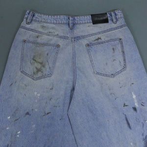 MC BUILD Moda Diseñador <span class=keywords><strong>de</strong></span> moda Retro Washed Dirty Denim Pantalones Selvedge Distressed Loose Fit Straight Baggy Jeans Hombres - Product Image 5