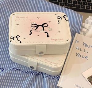 Boîte à bijoux de voyage moderne en cuir, mignonne, portable, exquise, multifonctionnelle, organiseur de bijoux et de colliers - Product Image 1