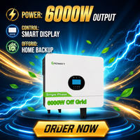 Convertisseur solaire hybride hors réseau Growatt SPF 6000 ES PLUS 48V, sortie AC simple, efficacité 95%, IP65, entrée PV 8000W max, surveillance WiFi