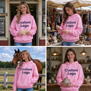 Wholesale Ladies Casual Hooded Pullover Sweatshirt Loose Silhouette Kangaroo Pocket Personalized Logo Clothing Factory Supply - Product Image 3