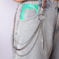 Consen Nouvelle Chaîne de pantalon en jean à logo personnalisé, style Gothique Rock Hip Hop Punk, simple couche, avec pochette ceinture et porte-clés