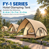 Tente de glamping indienne de luxe ignifuge, protection UV, PVC 850g, villa de villégiature imperméable pour hébergement hôtelier FY-1