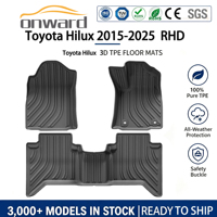 Tapis de sol 3D TPE sur mesure Onward, double cabine, toutes saisons, imperméables, résistants à l'usure, pour Toyota Hilux 15-25