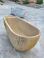 Bak Mandi Oval Mewah Gaya Modern dari Travertine, Model Berdiri Bebas untuk Kamar Mandi Dewasa, Jacuzzi untuk 2 Orang