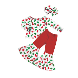 High Quality Christmas Custom Set Toddler Girl Clothes 2Pcs Set Tunic Tops+<b>Bell</b>-Bottomed Pants - Product Image 3