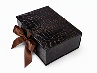 Boîte cadeau rigide à double couche avec texture crocodile de luxe, avec logo estampé à chaud, pour l'emballage de cosmétiques, de parfums et de bijoux