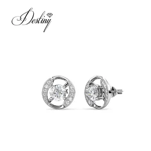 Sterling Silver 925 Premium Austrian Crystal Jewelry Fashion Earrings Woman Stud Earrings Ladies Daily Wear Destiny Jewellery