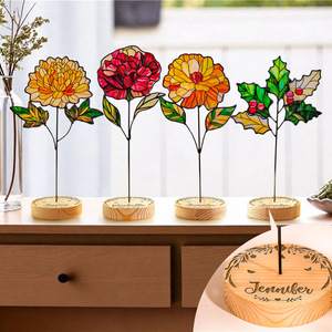 Attrape-lumière <span class=keywords><strong>en</strong></span> verre teinté pour la Fête des Mères, motif floral d'anniversaire, style américain, thème végétal, décoration de bureau <span class=keywords><strong>à</strong></span> domicile, cadeau - Product Image 1