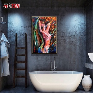 Peinture à l'huile originale sur toile, dos nu d'une jeune femme charmante, scène de danse abstraite sexy, pour la décoration de chambre à coucher - Product Image 2