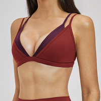 Soutien-gorge de sport pour femme avec coussinets intégrés, bretelles doubles, en nylon et élasthanne, respirant, séchage rapide, idéal pour le fitness et la gym