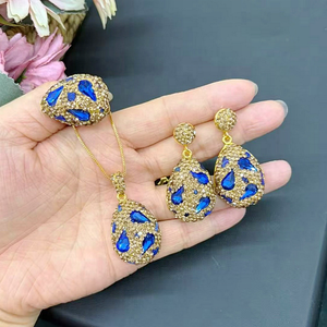 FM-LAN2153 Collana Vintage in Cristallo Naturale con Lunga Catena, Collana con Pietre Blu e Strass, Gioielli da <span class=keywords><strong>Donna</strong></span> all'Ingrosso - Product Image 6