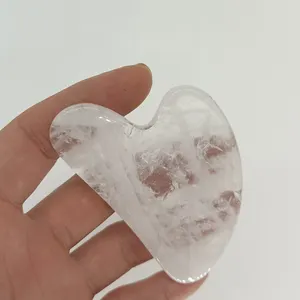 Pembe kristal gausha kalp şeklinde gua sha yeşim taş kazıma gül kuvars guasha masaj aleti guasha