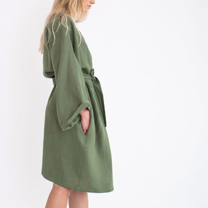 High Quality Linen Cotton <strong>Kimono</strong> Women's Spa Sleepwear <strong>Robes</strong> with Belt Breathable Woven 100% Linen Cotton <strong>Robes</strong> for Women - Product Image 4