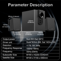 Caisson de basses USB personnalisable Haut-parleur Surround Son Multimédia Gaming Home Cinéma Système Hifi 2.1 Haut-parleurs Woofer pour PC Ordinateur