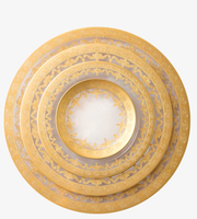 Ensemble de vaisselle de luxe en or véritable 24 carats, verre transparent en cristal, pain, dîner, pour assiette de présentation, pour la vente en gros, pour la restauration de mariage