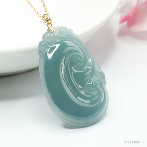 2026 Liontin Zamrud Ximang Bertatahkan Emas 18k Blue Water Ruyi Jade Factory Live Broadcast S2113001 - Product Image 1