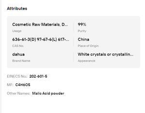 Food Grade DL-Malic Acid Powder CAS 617-48-1 High Purity Acidity Regulator For Beverage Confectionery Use - Product Image 6