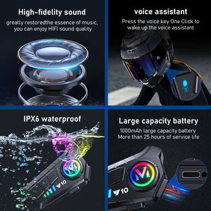 <span class=keywords><strong>Casque</strong></span> de moto Y10 avec assistant vocal microphone <span class=keywords><strong>mains</strong></span> <span class=keywords><strong>libres</strong></span> et talkie-walkie pour accessoire de <span class=keywords><strong>casque</strong></span> à puce Bluetooth - Product Image 4