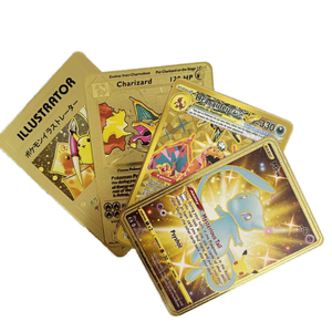 Tarjeta de Juego Pokémon de Diseño Personalizado, Dorada y Negra, Acabado Metálico Arenado, Acero Inoxidable, NFC, Logotipo Impreso en Serigrafía - Product Image 1