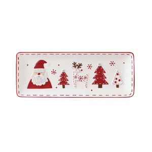 Juego de vajilla nórdica con diseño de Papá Noel, plato, tazón, tarro de condimentos sellado en relieve, plato plano de cerámica estilo occidental y taza. - Product Image 6
