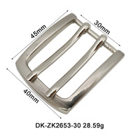 Boucle de ceinture double ardillon en alliage de zinc de 30 mm de qualité supérieure, robuste, en métal, pour la maroquinerie, vente en gros, OEM, ODM