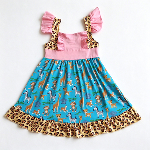 Vestido de Niña con Estampado de Seda de Leche OEM ODM, Vestido con Volantes sin Mangas o de Manga Corta para Bebés - Product Image 1