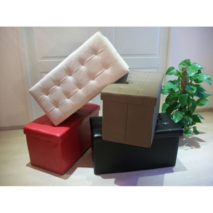 Pouf Contenitore ITALFROM 80x40x41cm in Ecopelle Trapuntata Marrone Quadrato Pieghevole con Seduta Rimovibile in MDF per Ingresso e Uso Ospedaliero - Product Image 1