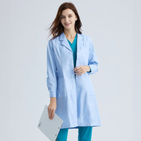 Blouse de laboratoire unisexe blanche respirante antistatique avec logo personnalisé, prête à être expédiée, pour usage hospitalier