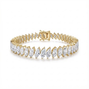 สร้อยข้อมือเพชรทรงมาร์คีส์สำหรับผู้หญิง LEEBA JEWELS - ทอง 9k 14k 18k - Product Image 4