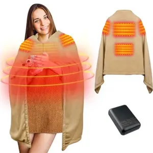 2024 New design machine washable usb battery operated wearable cordless heating electric heated shawl