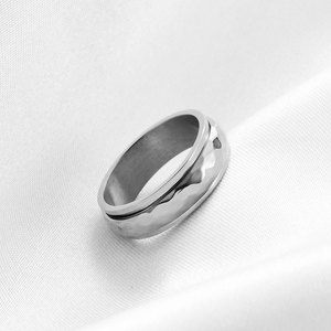 Bague rotative en acier inoxydable 6 mm, bague de couple à facettes pour femme, bijoux de fiançailles, design géométrique, couleur or acier - Product Image 3