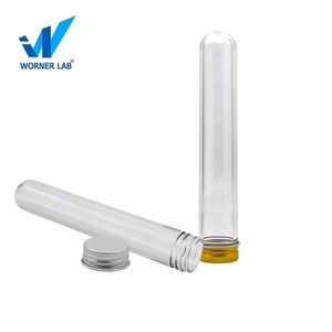 Custom plastic PET test tube with screw cover round bottom