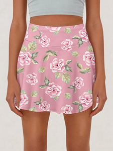 Jupe de tennis décontractée d'été à taille naturelle, coupe trapèze, avec poches, doublure anti-frottement rose en fibre de lait - Product Image 4