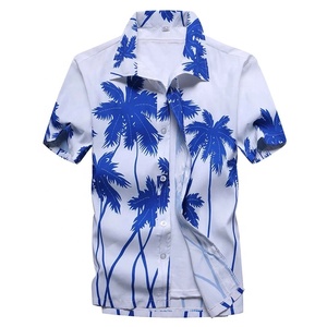 Chemises hawaïennes à manches courtes, pour hommes, avec motif flamands roses, en <span class=keywords><strong>coton</strong></span>, coupe décontractée, été, - Product Image 4