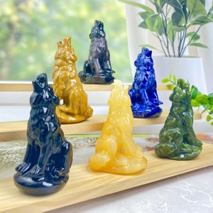 Scultura di <span class=keywords><strong>Lupo</strong></span> in Cristallo di Giada e Ossidiana all'Ingrosso, Pietra Curativa, Totem Animale, Decorazione per la Casa, Regalo - Product Image 5