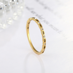 Bague En Acier Inoxydable pour femme, nouvelle mode En zircon cubique 14K, Acier plaqué or, bijoux En Acier Inoxydable - Product Image 3