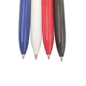 2023 Gift Promotional Ball Pen Customized Logo Black White Slim Metal Body Twist Ballpoint Pen