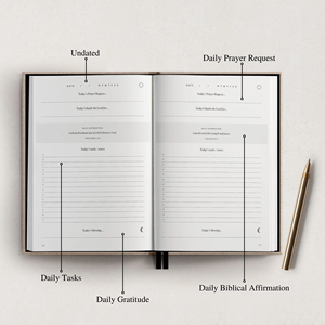Planificateur quotidien chrétien A5 personnalisé avec couverture en cuir végétalien ou en lin, planificateur et journal d'objectifs, carnet - Product Image 2