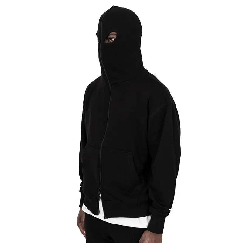 Custom Bulk Plain Full Face Zipper Jacket Hoodies Blank Streetwear Zipper Fleece Black Unisex Full Zip Up Hoodie